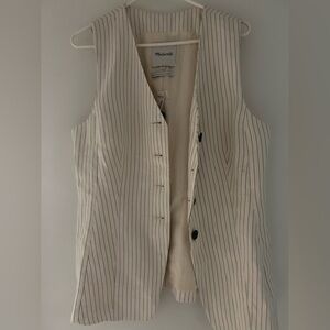 Striped Beige Vest with Black Buttons